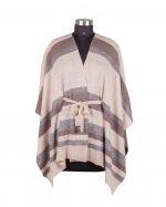 Cashmere/Wool Natural Stripe Design Kimono Poncho/Cape For Women
