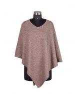 Cashmere/Wool Plain V-neck Pancho For Women