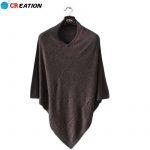 Charcoal Plain Cashmere Mix Poncho For Women