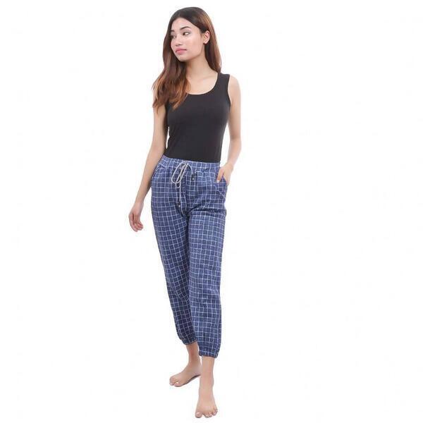 Checkered Inner Fleece Joggers For Women
