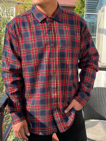 Checkered Woolen Red Shirt For Men