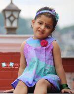 Colorful Me Purple Summer Cotton Frock and Short Set- For Girls