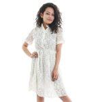 Cotton Net Front Button Design Dress For Women