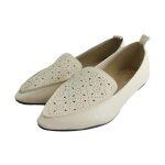 Cream Ballet Close Pointed Shoes For Women