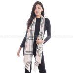 Cream Barbari Check Cashmere Pashmina 70% Wool Stole For Women