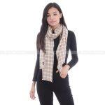 Cream/Brown Checkered Stole For Women