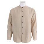 Cream Solid Buttoned Shirt For Men