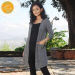 Creative Touch Black Cotton Free Size Long Outer For Women WCA1053