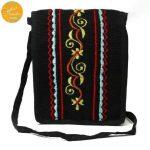 Creative Touch Black Hemp Colorful Embroidered Sling Bag For Women