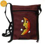 Creative Touch Maroon Hemp Moon Embroidered Sling Bag For Women