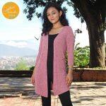 Creative Touch Pink Cotton Free Size Long Outer For Women WCA1053