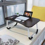 Cup Holder Comfortable Foldable and Portable Multi-Purpose Laptop Table Stand/Study Table/Bed Table/Ergonomic & Rounded Edges/Non-Slip Legs/Engineered