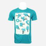 Cyan Alphabet Printed Tshirt For Men