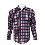 Dark Blue And Red Check Woolen Shirt For Men