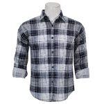Dark Blue/White Patterened Casual Shirt For Men