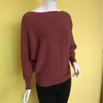 Boat Neck Soft Woolen Winter Top For Women