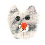 Darkgrey Cat Design Felt Coin Purse For Women