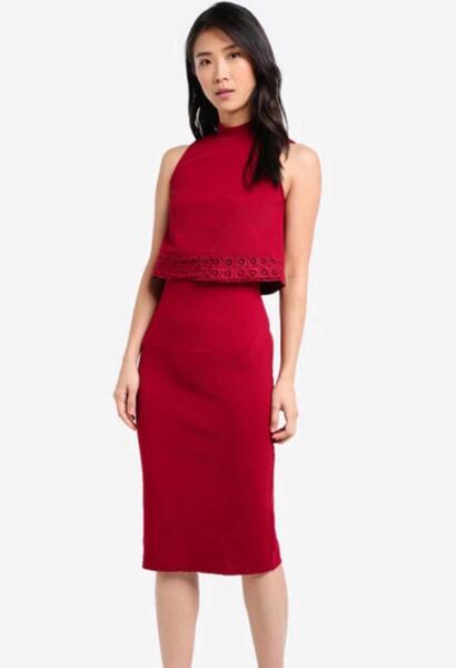 Double Layer dress with crochet trim/ Zalora Collection