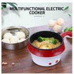 Double-Layer Stainless Steel Mini Electric Pot Pan Cooker Cooking Fry Stew(18CM)