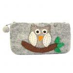 Drakgrey Owl Stitched Felt Long Purse/Pencil Bag For Women