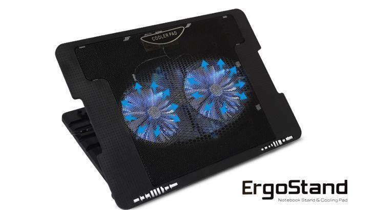 ErgoStand Dual / Double Fan Cooler Notebook Stand and Laptop Cooling Pad For 9'' inch to 17'' inch