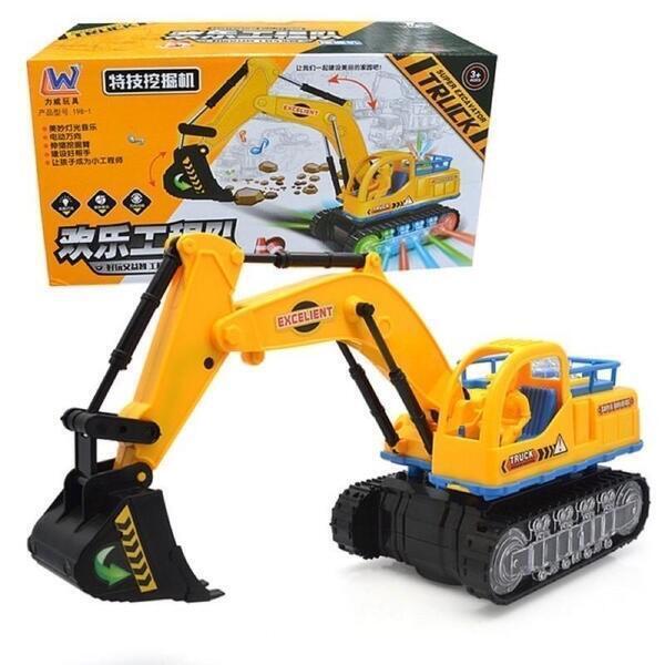 Excavator Truck w/ Cool Flashing Lights, Sound - Battery Operated Toys Engineering Electric Toys