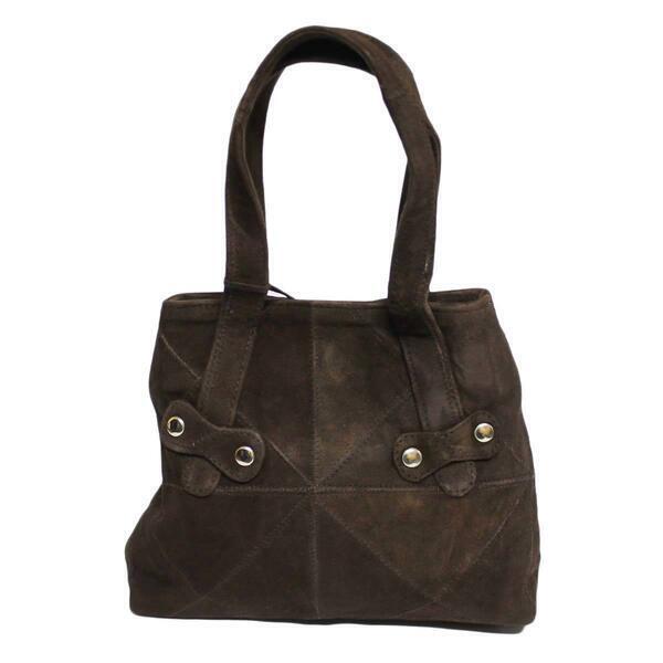 Extra Small Natural Suede Leather Fashionable Party Handbag Patch and Tacks Design For Women