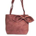 Extra Small Natural Suede Leather Party Handbag with Single Bow Accent For Women