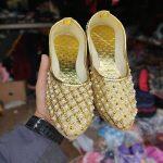 Fancy Pearl Designed Closed Toe Ballet Flats Jutti For Women