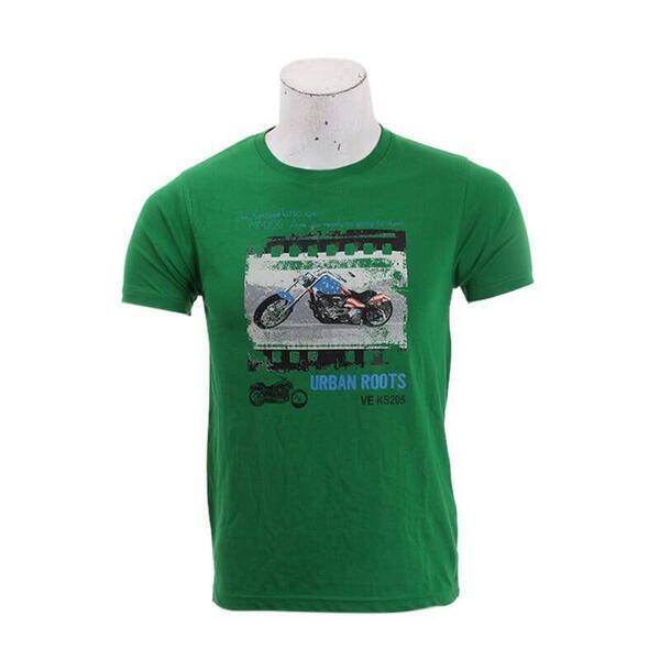 Fern Green Motorcycle Printed T-Shirt For Men