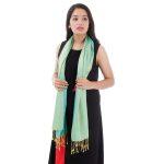 Fern Green Solid Silk Scarf For Women