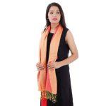 Fire Orange Solid Silk Scarf For Women