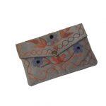 Flower Design Grey Sweat Leather Purse With Flip Cover For Women
