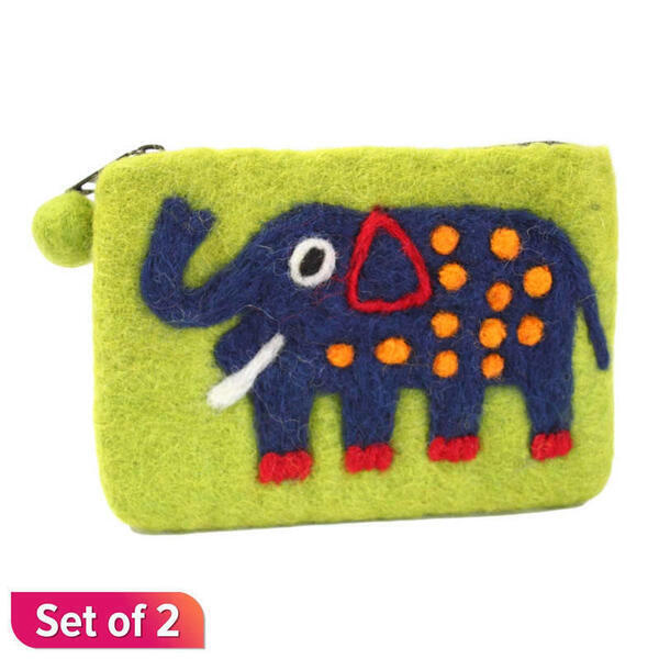 Fluorescent Yellow Elephant Design Felt Purse For Women