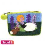 Fluorescent Yellow Rabbit/Sheep Design Felt Purse For Women
