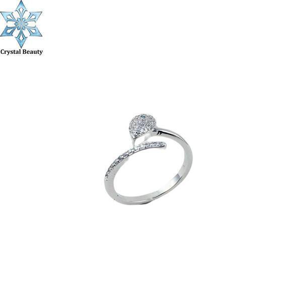 Free Size White/Silver Ring With White Stones For Women
