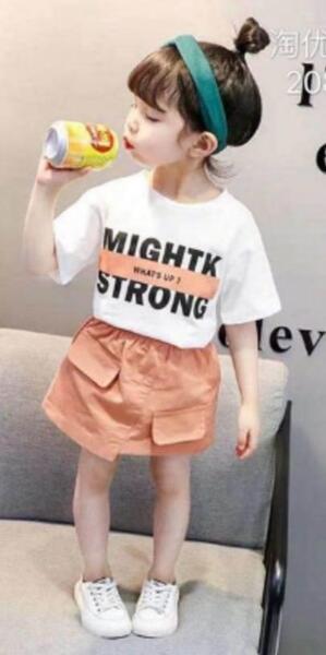Girls White T-shirt And Peach Skirt( (1 yrs to 4 yrs)