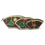 Gold/Brown 3 In 1 Flower Printed Stitched Purse For Women