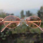 Gold Framed Oval Shaped Sunglasses For Women