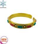 Gold Plated Panchadhatu Free Size Bala With Red And Green Muga For Women