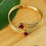 Gold Plated Red Stoned Bala For Women