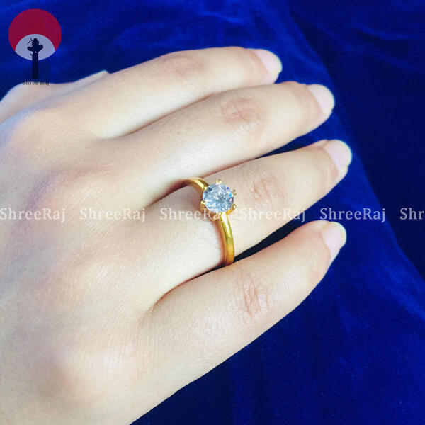 Gold Plated Ring With White Stone For Women(Panchadhatu)