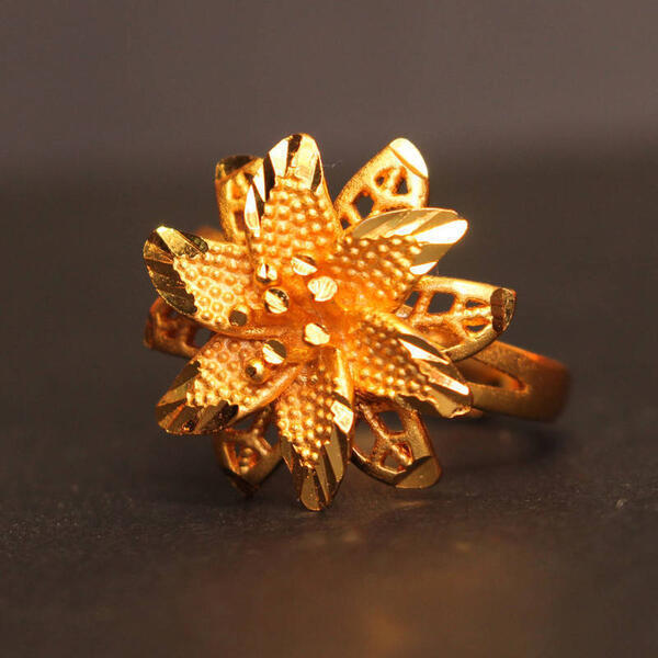 Gold Plated Sunflower Design Ring For Women