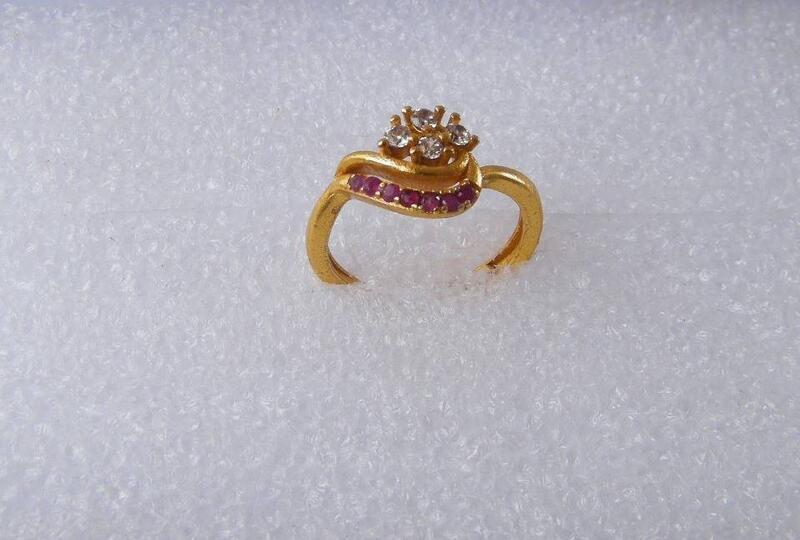Gold Plated White Stone Embedded Free Size Ring For Women (free size & adjustable ring)