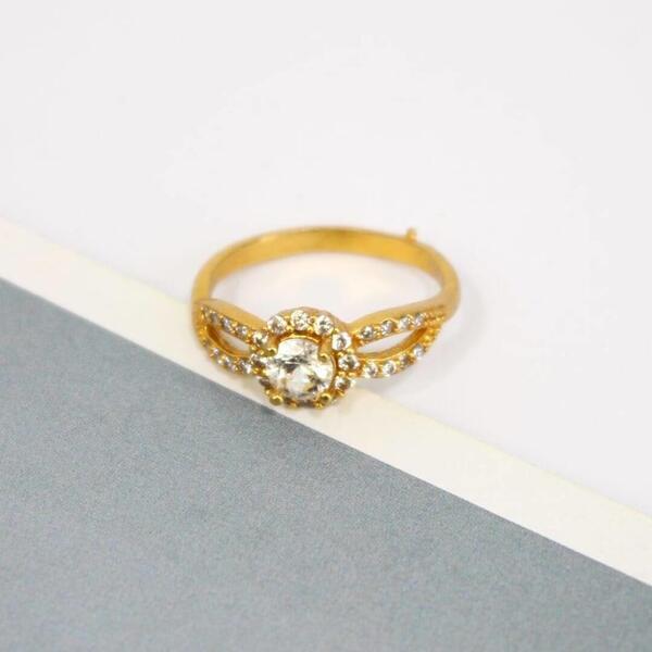 Golden Small Designed Rhinestone Ring For Women