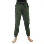 Green Fleece Side Pocket Design Inner Fur Joggers For Women