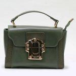 Green PU Leather Textured Handled Sling Bag For Women
