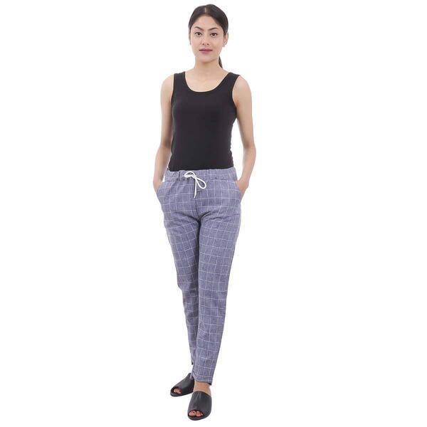 Cotton Checkered Pants For Women