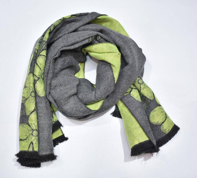 Grey/Green Winter MufflerFor Women