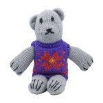 Handmade Woolen Teddy Bear With Purple Vest